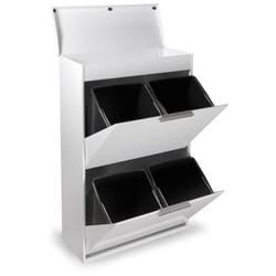 ARREGUI Ecoclas Plus Poubelle de recyclage en acier, poubelle de tri sélectif, avec plateau supérieur multifonction, blanc, 4 seaux : 4 x 17 L (68 L)