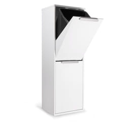 Ecoclas Poubelle de recyclage en acier, poubelle de tri sélectif, blanc, 2 seaux : 2 x 17 l (34 l) CR201-E - Arregui