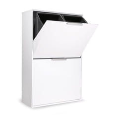 Ecoclas Poubelle de recyclage en acier, poubelle de tri sélectif, blanc, 4 seaux : 4 x 17 l (68 l) CR601-E - Arregui