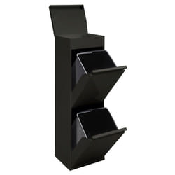 Top Poubelle de recyclage en acier, poubelle de tri sélectif, 2 seaux, avec plateau supérieur multifonction, 2 x 17L (34L), Noir CR226-B - Arregui