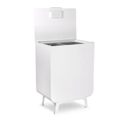 Duplo Meuble poubelle de recyclage en acier, poubelle de tri selectif, 2 seaux, Poubelle design avec pieds, 2 x 26 l (52 l), Blanc CR211-D - Arregui