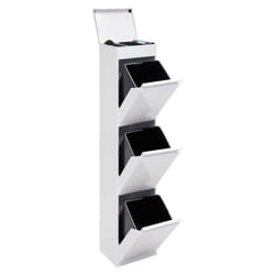 Top Poubelle de recyclage en acier, poubelle de tri sélectif, 3 seaux, avec plateau supérieur multifonction, 3 x 17L (51L), Blanc CR321-B - Arregui