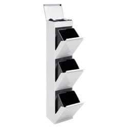 Top Poubelle de recyclage en acier, poubelle de tri sélectif, 3 seaux, avec plateau supérieur multifonction, 3 x 17L (51L), Gris CR322-B - Arregui