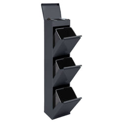 Arregui - Top Poubelle de recyclage en acier, poubelle de tri sélectif, 3 seaux, avec plateau supérieur multifonction, 3 x 17L (51L), Anthracite