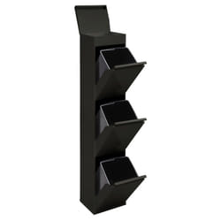 Top Poubelle de recyclage en acier, poubelle de tri sélectif, 3 seaux, avec plateau supérieur multifonction, 3 x 17L (51L), Noir CR326-B - Arregui