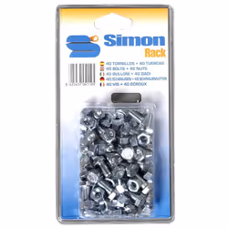 Pack de 40 vis galvanisées 8.8 de qualité et 40 écrous compatibles avec les étagères métalliques SIMONRACK, idéal pour des as ...