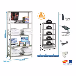 Simon Rack - Etagère Confort 1800x900x500mm Gris foncé Charge 100Kg - COMFORT 5/500 Caractéristiques techniques de cette étag ...