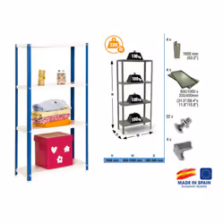 Simon Rack - Etagère de rangement 1600x800x400mm Bleu/Blanc Charge 100Kg - Homeclassic Colour MINI 4/400 Caractéristiques tec ...