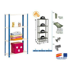 Etagère de rangement 1600x800x400mm Bleu/Blanc Charge 100Kg - Homeclassic Colour mini 4/400 - Simonrack