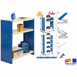 Simon Rack - Etagère de rangement 900x800x300mm Bleu/Blanc Charge 100Kg - Habitat Colour PLUS 3/300 Caractéristiques techniqu ...
