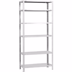 Étagère en métal avec vis de couleur BLANC avec une capacité de charge par étagère de 100 kg Le nombre d’étagères est de 6 et ...