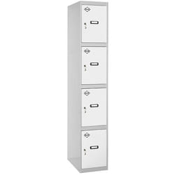 Vestiaire Métallique 4 Porte, 1800x400x500 mm, Serrure à Clé et Aérations, Gris/Blanc Simonlocker - Simonrack