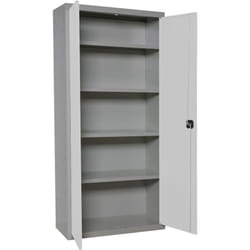 Armoire Métallique Balai 1800x600x400 mm, 2 Porte, 4 Étagères, Gris/Blanc - Simonlocker - Simonrack