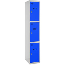 Vestiaire Métallique 3 Porte, 1800x400x500 mm, Serrure à Clé et Aérations, Gris/Bleu Simonlocker - Simonrack