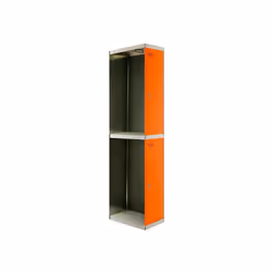 Casier métallique 1 corps avec 2 portes grises et portes orange Les dimensions sont de 1800x300x500 mms Livré démonté et comp ...