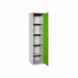 Armoire à balais en métal Livrée démontée Il dispose de 1 porte verte et de 4 étagères en retrait à l’intérieur, laissant de  ...