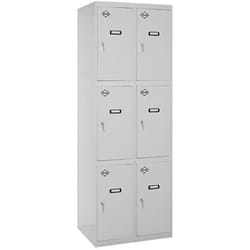 Vestiaire Métallique 6 Porte, 2 Modules, 1800x600x500 mm, Serrure à Clé et Aérations, Gris Simonlocker - Simonrack