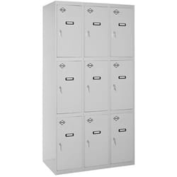 Vestiaire Métallique 9 Porte, 3 Modules, 1800x900x500 mm, Serrure à Clé et Aérations, Gris Simonlocker - Simonrack