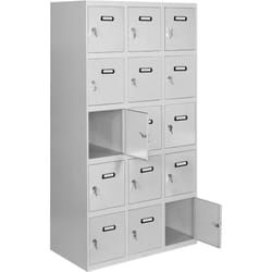 Vestiaire Métallique 15 Porte, 3 Modules, 1800x900x500 mm, Serrure à Clé et Aérations, Gris Simonlocker - Simonrack