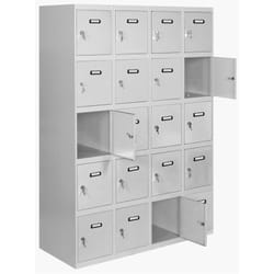 Vestiaire Métallique 20 Porte, 4 Modules, 1800x1200x500 mm, Serrure à Clé et Aérations, Gris Simonlocker - Simonrack