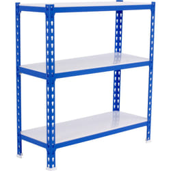 Simonrack - tagère Rangement, 900x1200x400 mm, 3 Niveaux, 200 kg Capacité de Charge et Point de Flexion, Métal , Étagère Garage, Bleu/Blanc