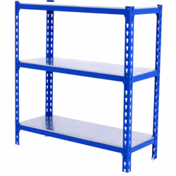 Étagère en métal sans vis, de couleur bleu/galva avec 3 étagères Il a une capacité de charge par étagère de 200 kg et une cap ...