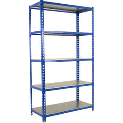 Simonrack - tagère Rangement, 2000x1200x400 mm, 5 Niveaux, 200 kg Capacité de Charge et Point de Flexion, Métal , Étagère Garage, Bleu/Galvanisé