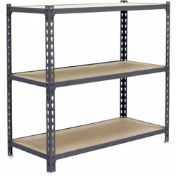 Étagère en métal sans vis, couleur gris/bois avec 3 étagères en bois Il a une capacité de charge par étagère de 200 kg et une ...