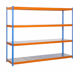 Étagère en métal de couleur BLEU/ORANGE/GALVA sans vis avec une capacité de charge par étagère de 500 kg Le nombre d’étagères ...