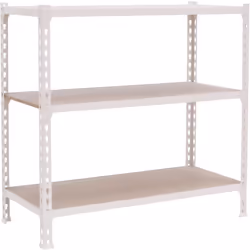 Étagère en métal sans vis, de couleur blanc/bois avec 3 étagères en bois Elle a une capacité de charge par étagère de 150 kg  ...