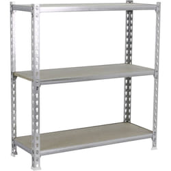 Simonrack - tagère Rangement, 1000x800x400 mm, 3 Niveaux en Boix, 150 kg Capacité de Charge et Point de Flexion, Étagère Garage, Galvanisé/Bois