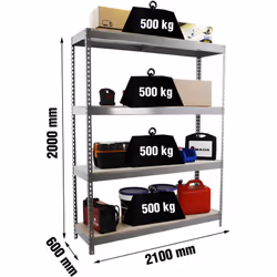 Étagères métalliques sans vis et couleur gris/bois et une capacité de charge max par plateau de 600 kg. le nombre de plateaux ...