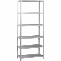 Étagère en métal avec vis, Comfort mini 6-300 de couleur GRIS Il dispose de 6 étagères Structure grise et plateaux en métal L ...