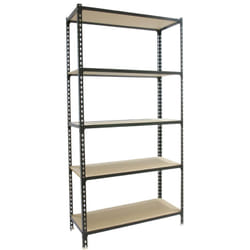 Simonrack - tagère Rangement, 1800x900x300 mm, 5 Niveaux en Boix, 150 kg Capacité de Charge et Point de Flexion, Étagère Garage, Anthracite/Bois