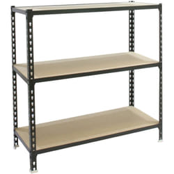 SIMONCLICK étagère en métal sans vis avec 3 étagères (100x110x30cm) ANTHRACITE ET BOIS