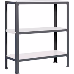 Étagère en métal sans vis de couleur ANTHRACITE/BLANC avec une capacité de charge par étagère de 200 kg Avec plateaux en bois ...