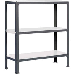OFFICLICK étagère en métal sans vis avec 3 étagères (100x90x30cm) ANTHRACITE ET BLANC