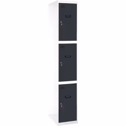 Casier en métal avec 1 corps de couleur blanche et 3 portes de couleur anthracite. Les dimensions sont de 1800x400x500 mms. I ...