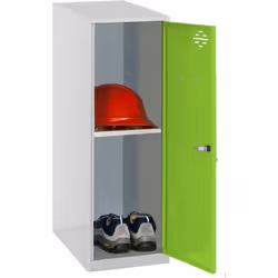 Mini casier en métal de couleur GRIS et porte VERTE Les dimensions sont de 915x300x500mm Il est livré DÉMONTÉ et comprend un ...
