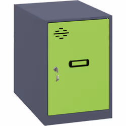 Mini casier en métal de couleur ANTHRACITE et porte VERTE Les dimensions sont de 475x400x500mm Il est livré DÉMONTÉ et compre ...