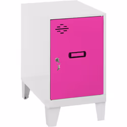 Mini casier en métal avec pieds BLANCS et portes ROSES Les dimensions sont575x300x500 mm Il est livré démonté et comprend un  ...