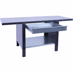 Établi avec vis et plateau en métal, et dispose d’une étagère inférieure qui supporte 300 kg, offrant une grande résistance à ...