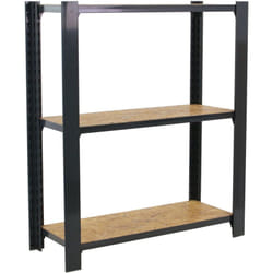 Officlick Étagère 3 étagères en métal sans vis (100x80x30cm) anthracite et osb