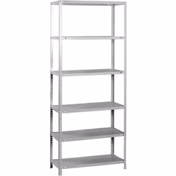 Étagère en métal avec vis, Advantage plus 6-400 de couleur GRIS Il dispose de 6 étagères Structure grise et plateaux en métal ...