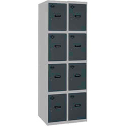 Vestiaire Métallique 8 Porte, 2 Modules, 1800x600x500 mm, Serrure à Clé et Aérations, Gris/Anthracite Simonlocker - Simonrack