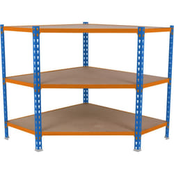 Tagère métallique Simon Rack sans vis bleu/orange/bois 3 étagères 900x900x500 mm Fabriquée en Espagne