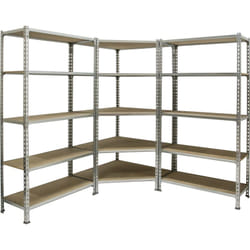 Simonclick Étagère 5 étagères en métal sans vis (180x180x50cm) galva et bois
