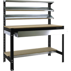 Simonrack - Etabli d'Atelier avec Tiroir à Glissières Télescopiques, Capacité de Charge 600 kg, 1445x1210x610 mm, 3 Étagères Supérieures, Table de