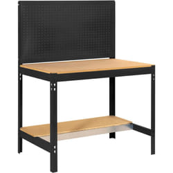 Simonrack - Etabli d'Atelier, Capacité de Charge 600 kg, 1445x1210x610 mm, Panneau Perforé, Table de Travail Bricolage, Anthracite/Bois - Bt-2