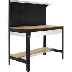 Simonrack - Etabli d'Atelier avec Tiroir à Glissières Télescopiques, Capacité de Charge 600 kg, 1445x1210x610 mm, Panneau Perforé, Table de Travail